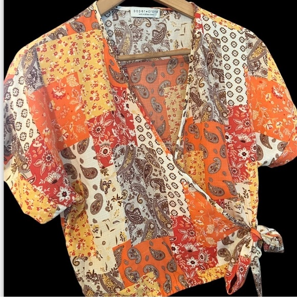 PAPER CRANE SHORT SLEEVE Sz XS DOLMAN WRAP - Picture 2 of 7